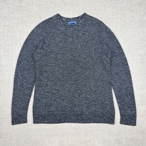 Kangol Mens XL Marled Knit Crewneck Sweater‎ Gray Black Cotton Logo